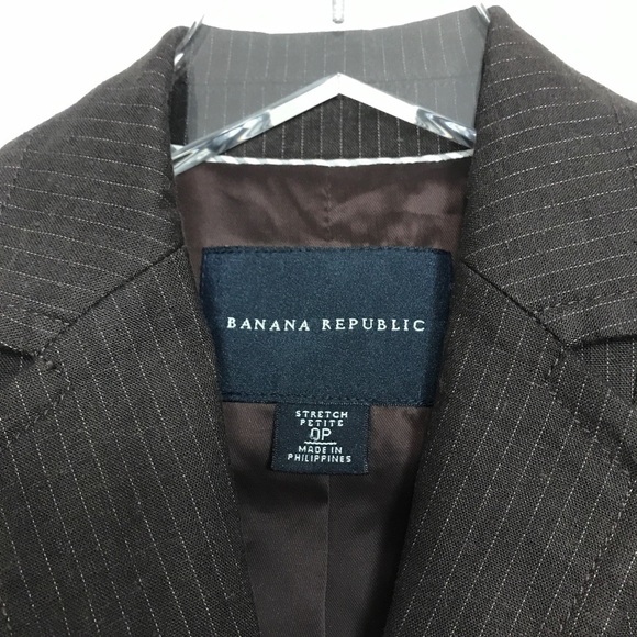 Banana Republic petite pinstripe brown blazer 0P - Picture 6 of 8